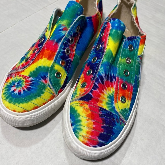 Gypsy Jazz Colorful Tie Dye Play Along Star Canvas Slide On Sneakers size 8.5 - Picture 2 of 15